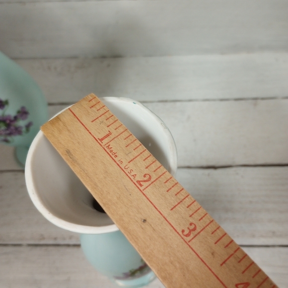 Vintage Ardco Japan Vases Set of 2 Blue Porcelain Floral Violet Design - Picture 11 of 11